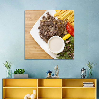 Shawarma and Fries Flat Lay Wall Art