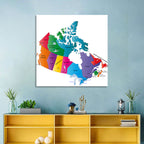 Colorful Canada Map Illustration Wall Art