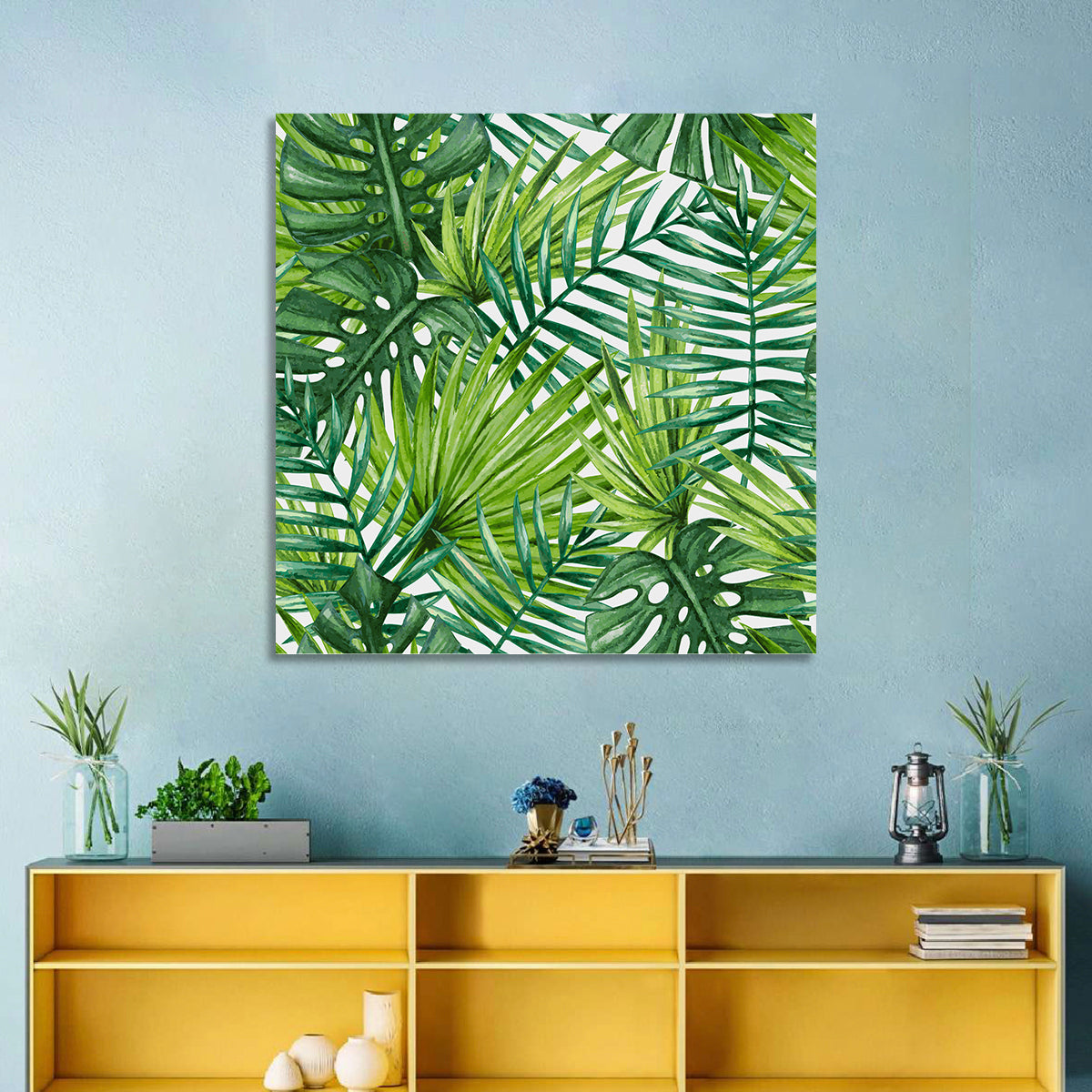Palm Leaves Pattern Ii Wall Art in a room, square