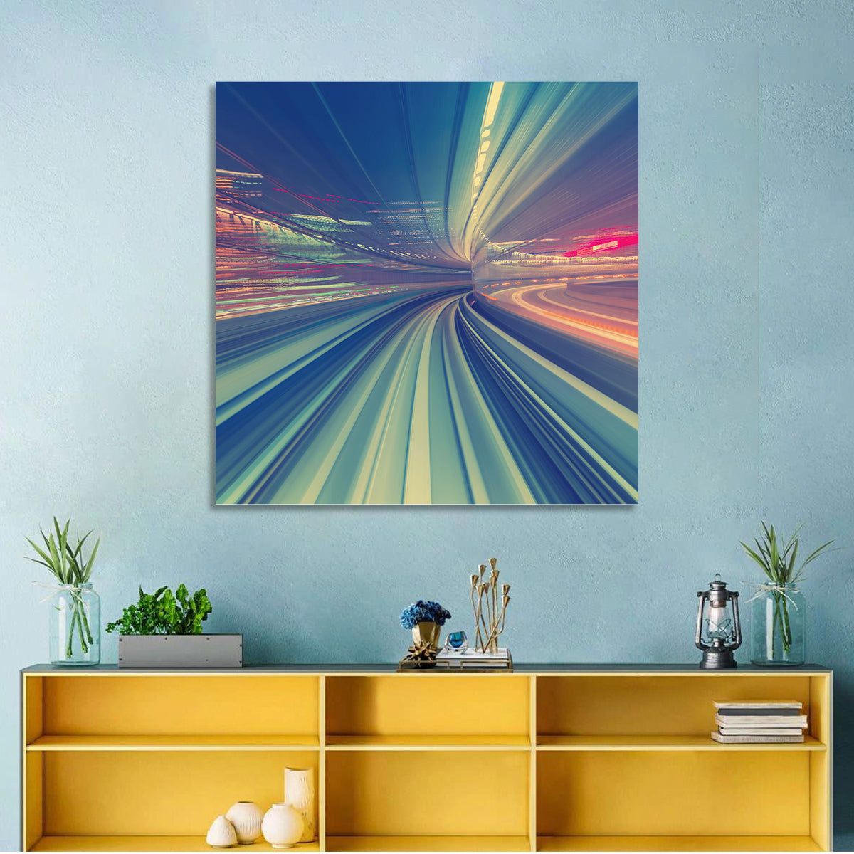 Monorail Night Light Trails Wall Art