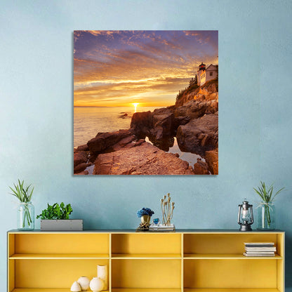 Bass Harbor Head Light at Sunset Wall Art