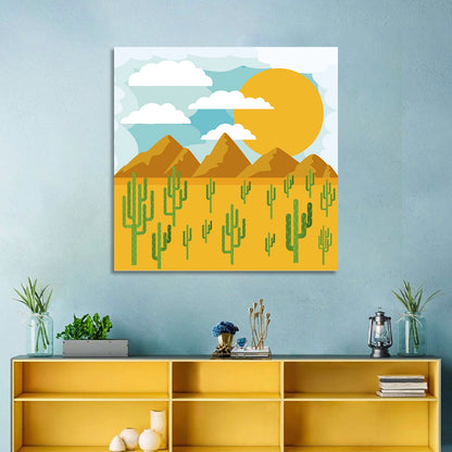 Sunny Desert Landscape Wall Art