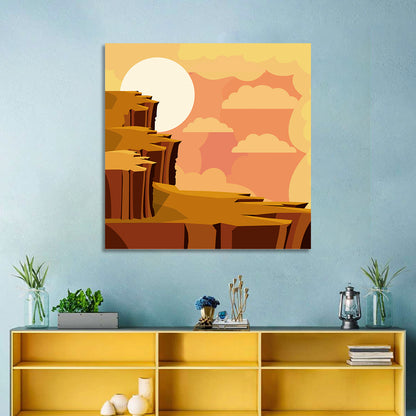 Geometric Canyon Sunrise Wall Art
