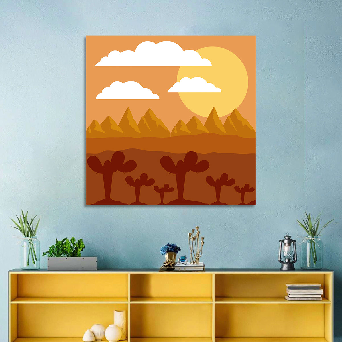 Desert Clouds Wall Art in a room, square