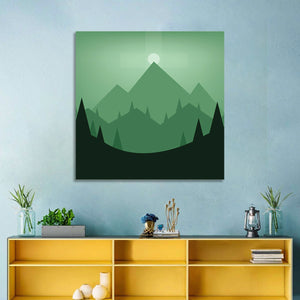 Mountains Sunset Illustration Wall Art