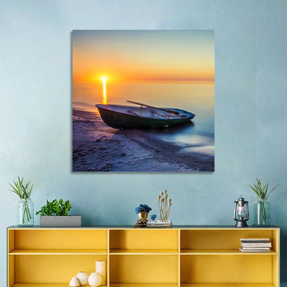 Rowboat Sunrise Seascape Wall Art