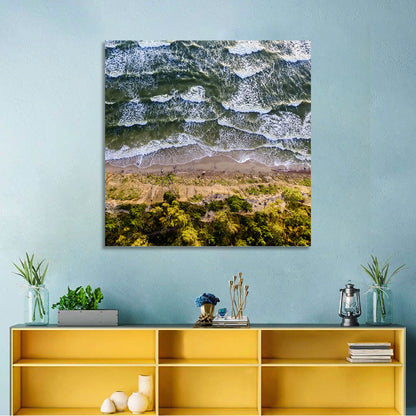 Aerial Waves Over Sandy Cliff Wall Art