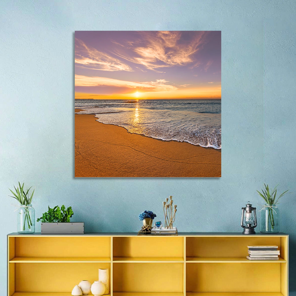 Sunrise Over Ocean Beach Wall Art