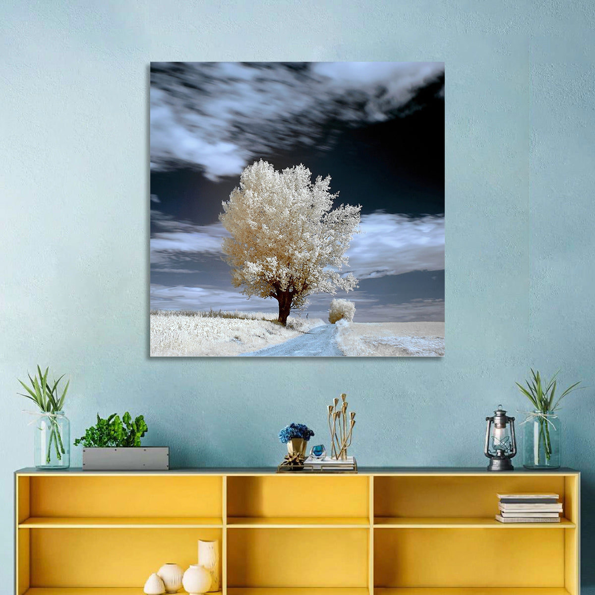 Infrared Winter Willow Tree Wall Art