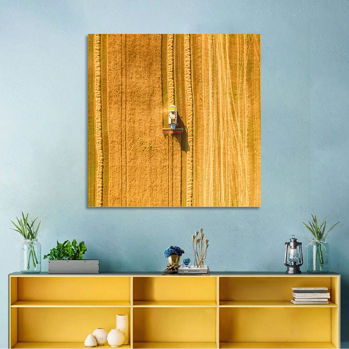 Aerial Wheat Harvest Wall Art