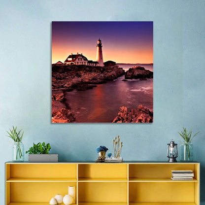 Portland Head Light at Dusk Wall Art