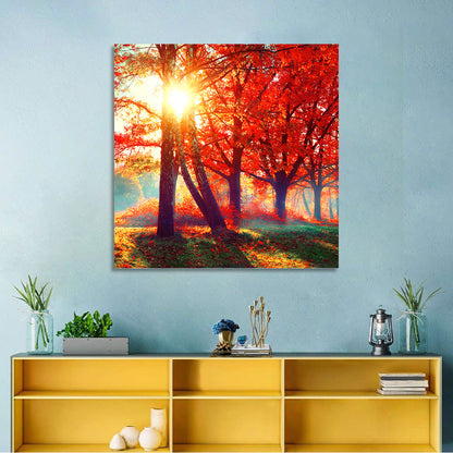 Autumn Park Sunrise Wall Art