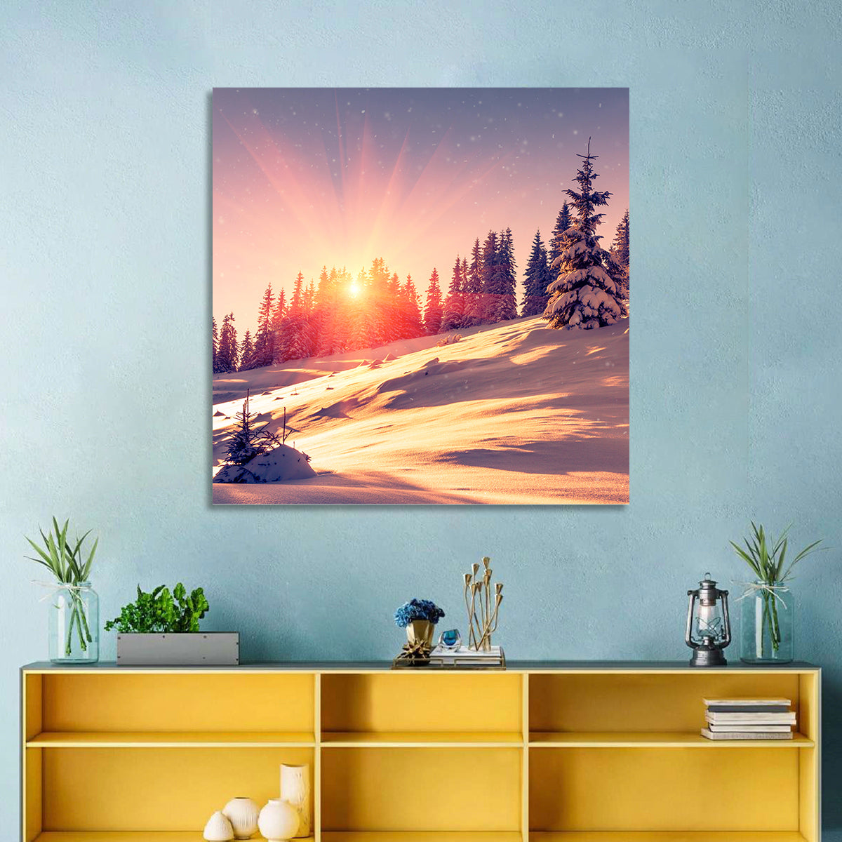 Winter Mountains Sunrise Wall Art