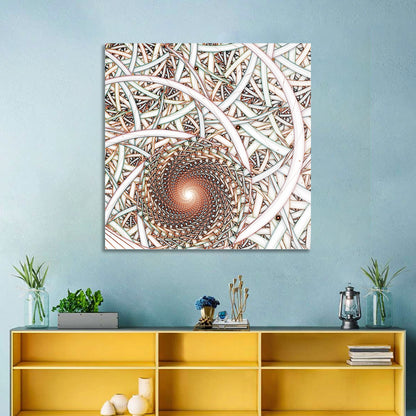 Copper Fractal Spiral Mandala Wall Art