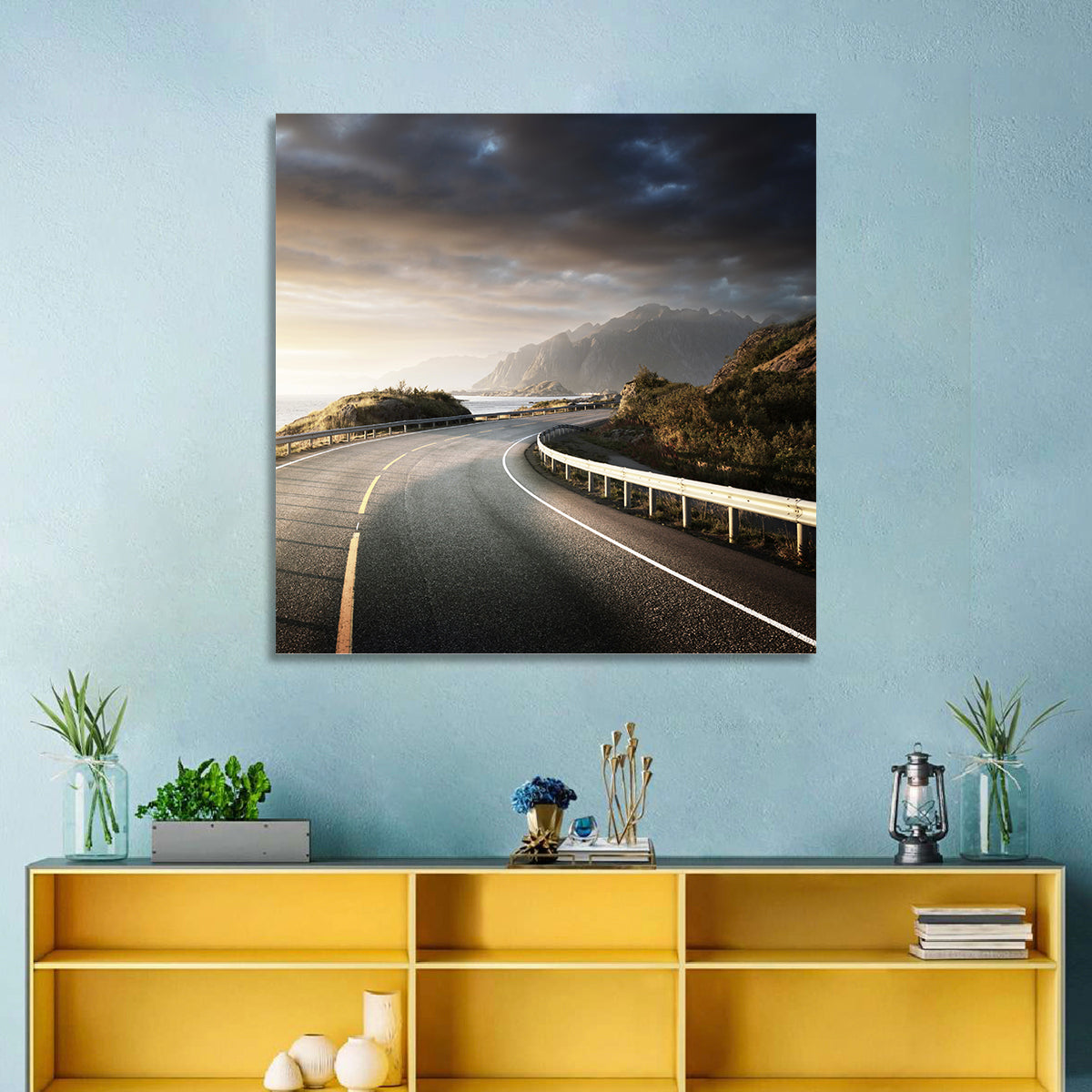 Golden Sunrise Coastal Road Wall Art