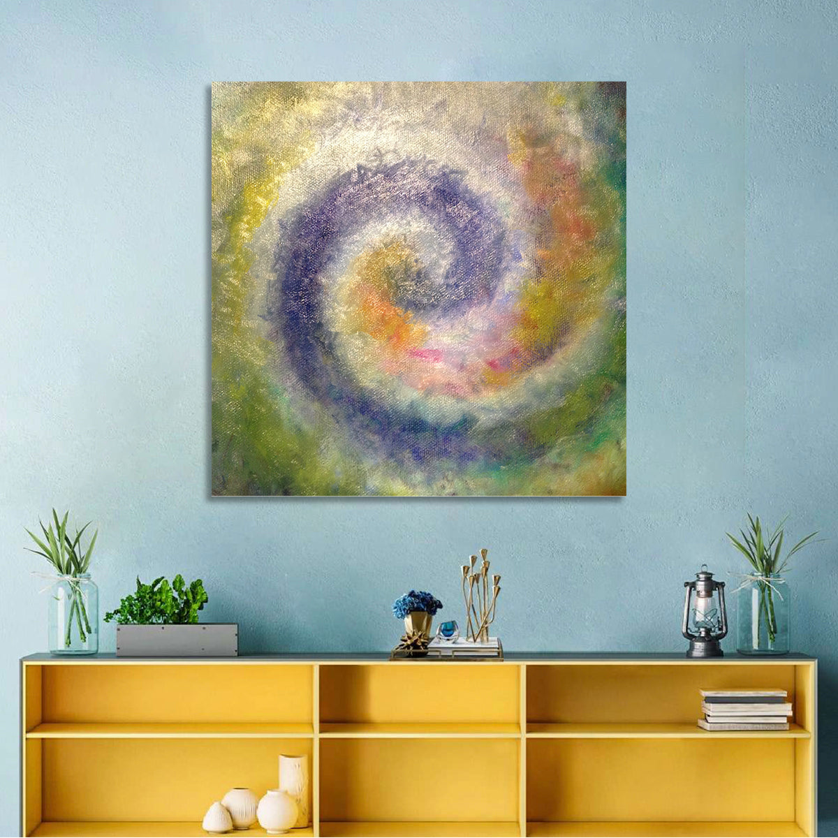 Spiral Golden Ratio Wall Art in a room, square