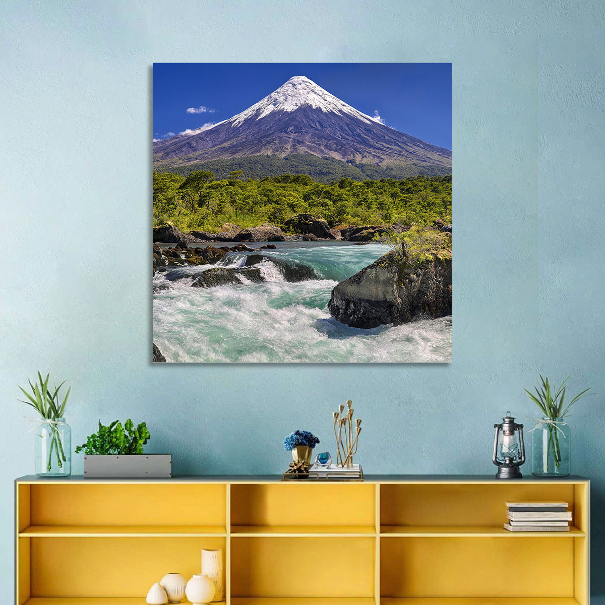 Osorno Volcano Over Petrohue Rapids Wall Art