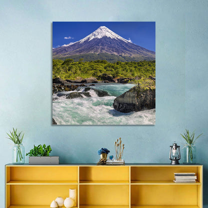 Osorno Volcano Over Petrohue Rapids Wall Art