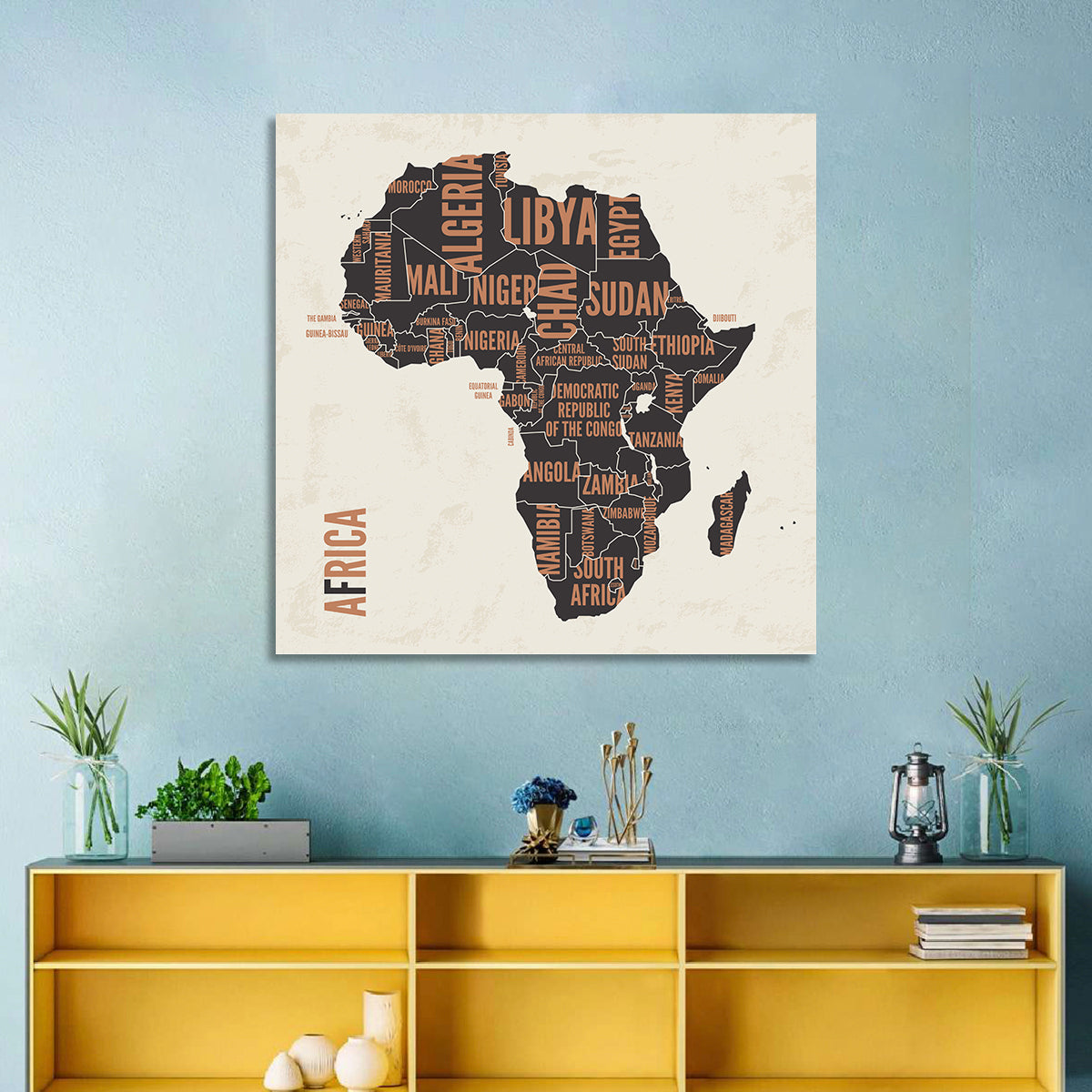 Africa Map With Text Wall Art