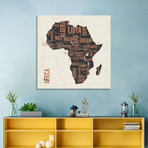 Africa Map With Text Wall Art