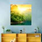 Golden Bamboo Riverbank Wall Art