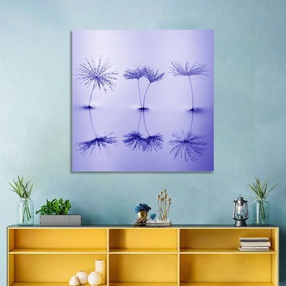 Blue Dandelion Seeds with Reflections Wall Art