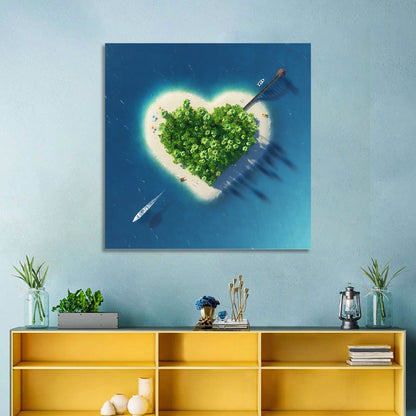Heart-shaped Island Aerial Wall Art