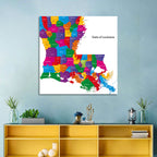 Colorful Louisiana Parish Map Wall Art