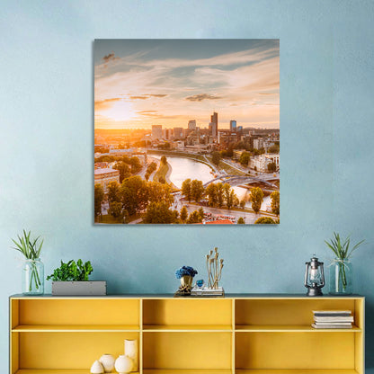Vilnius Skyline at Golden Hour Wall Art