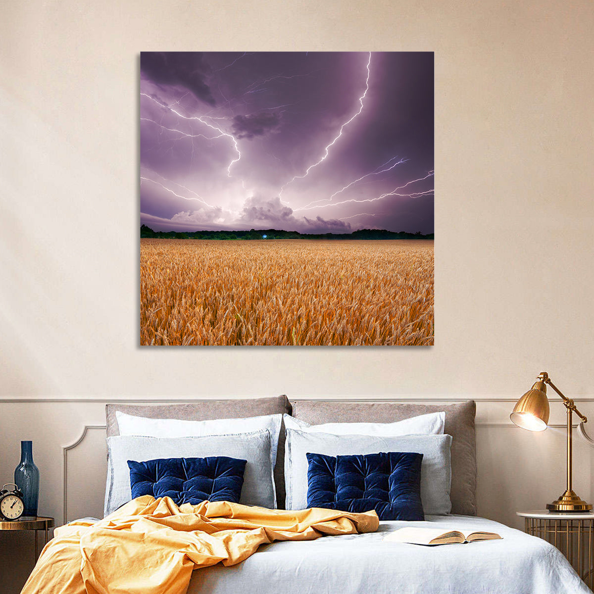 Lightning Over Wheat Field Wall Art