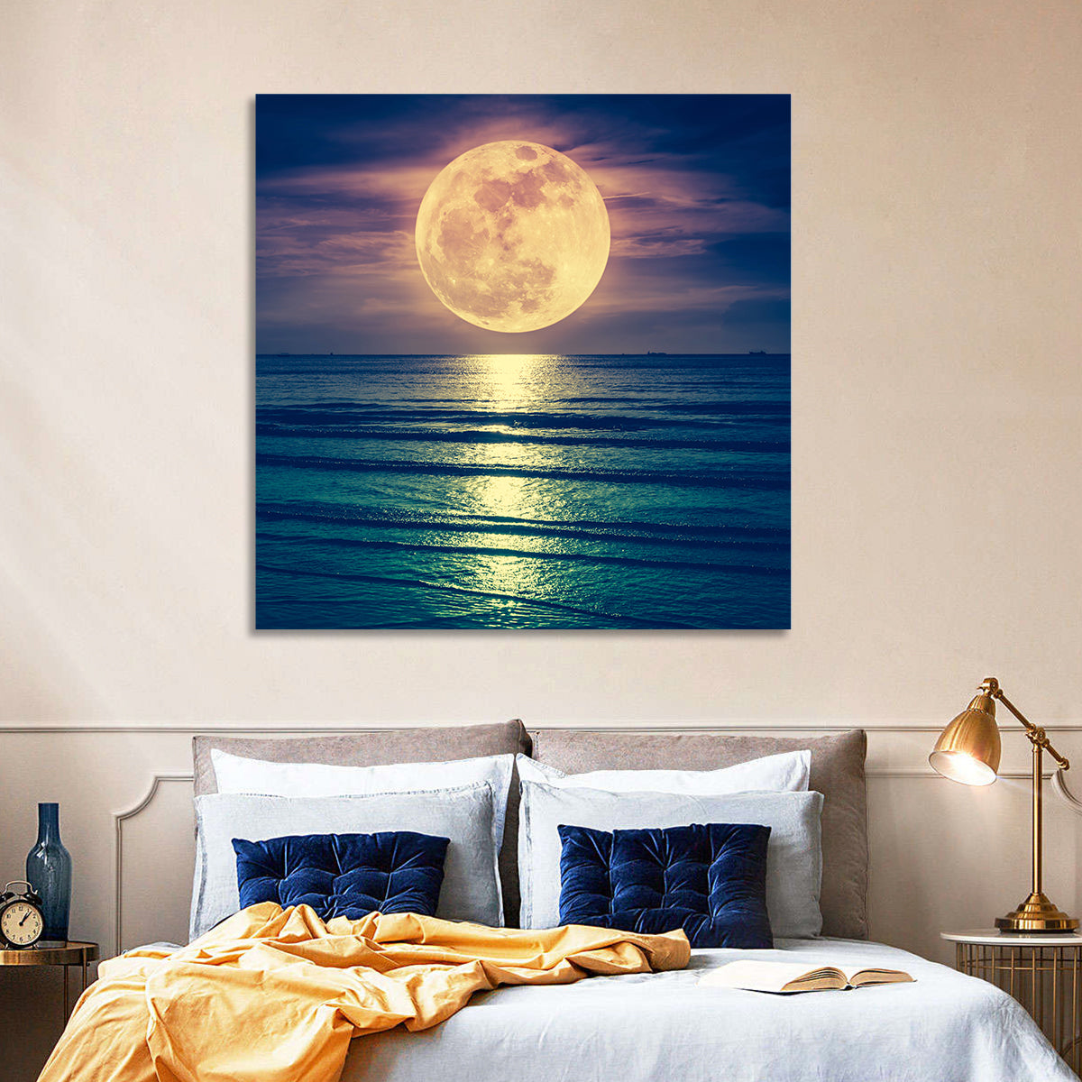 Supermoon Over Calm Sea Wall Art