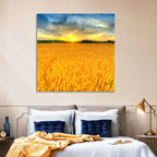 Wheat Field Sunset Wall Art