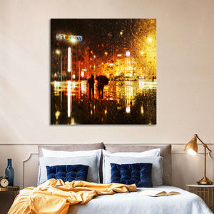 Couple in Rain Abstract Wall Art