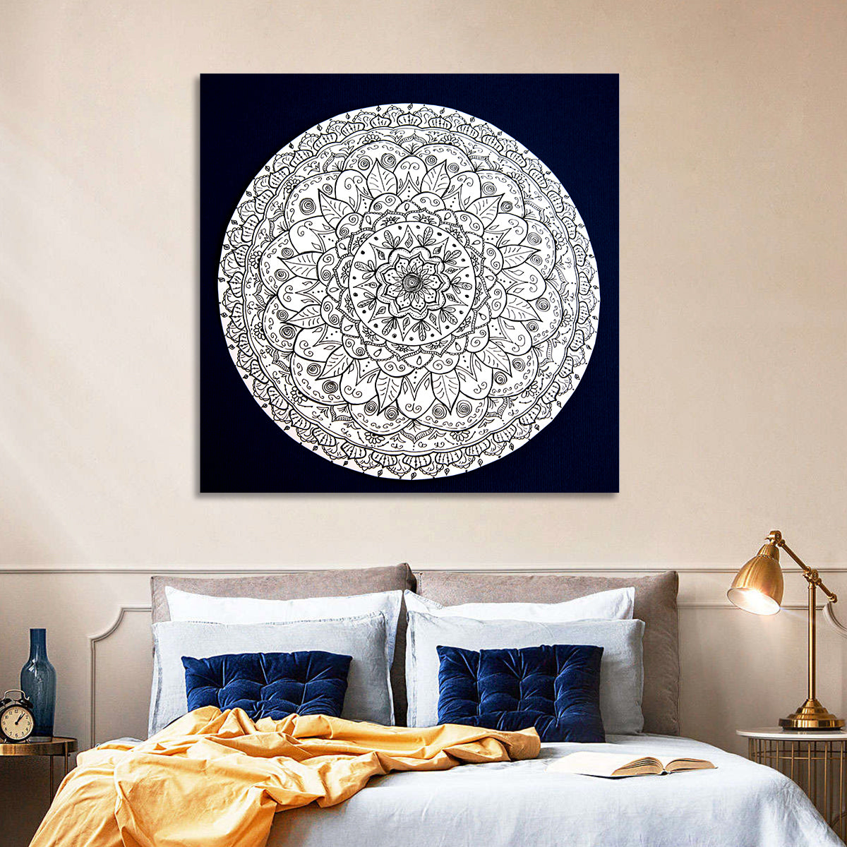 Navy Ornamental Mandala Wall Art