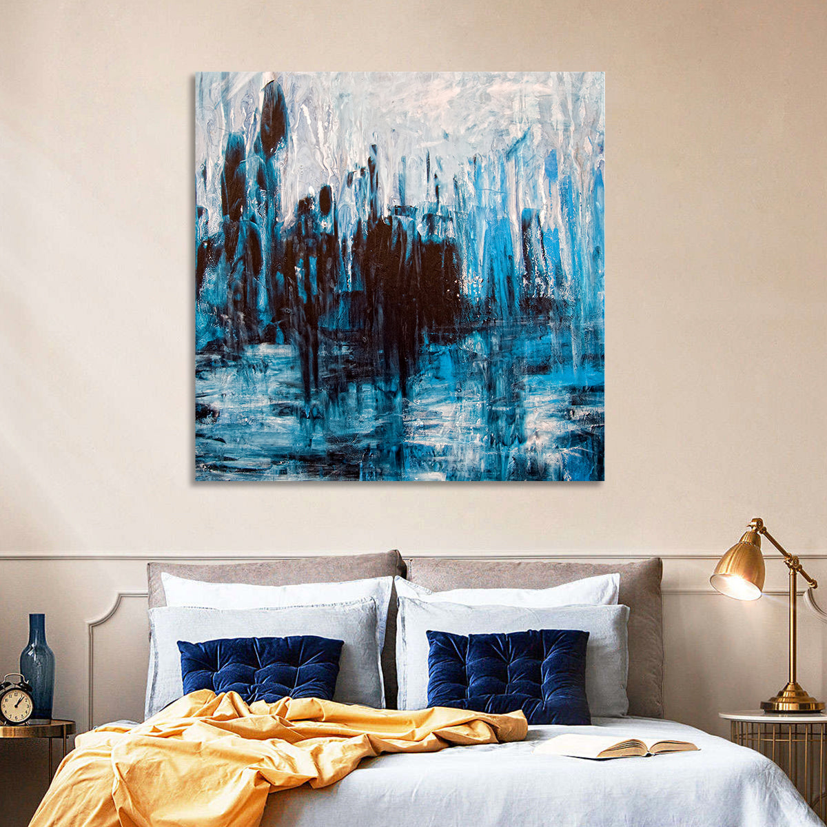 Rainy Abstract Skyline Reflection Wall Art