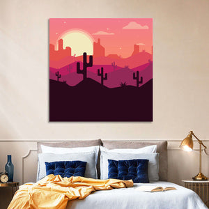 Desert Sunset Illustration Wall Art
