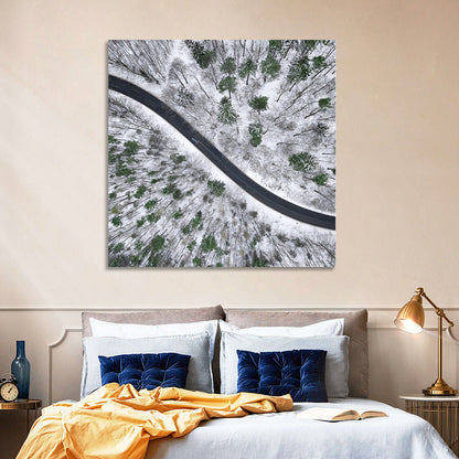 Snowy Forest Road Wall Art