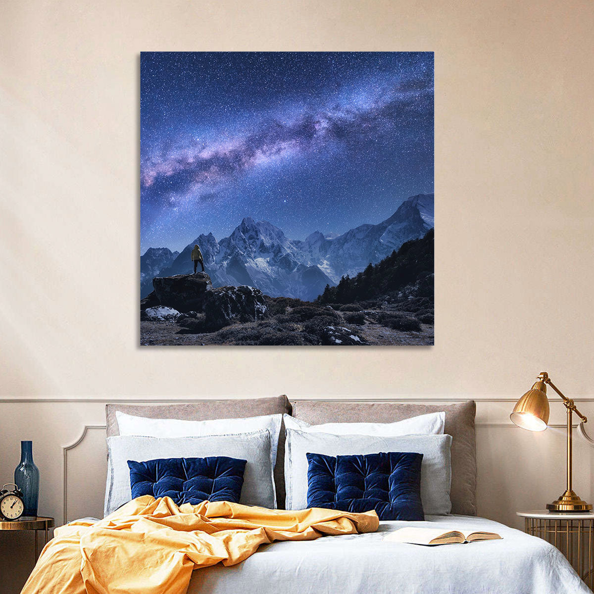 Milky Way Over Snow Capped Peaks Wall Art