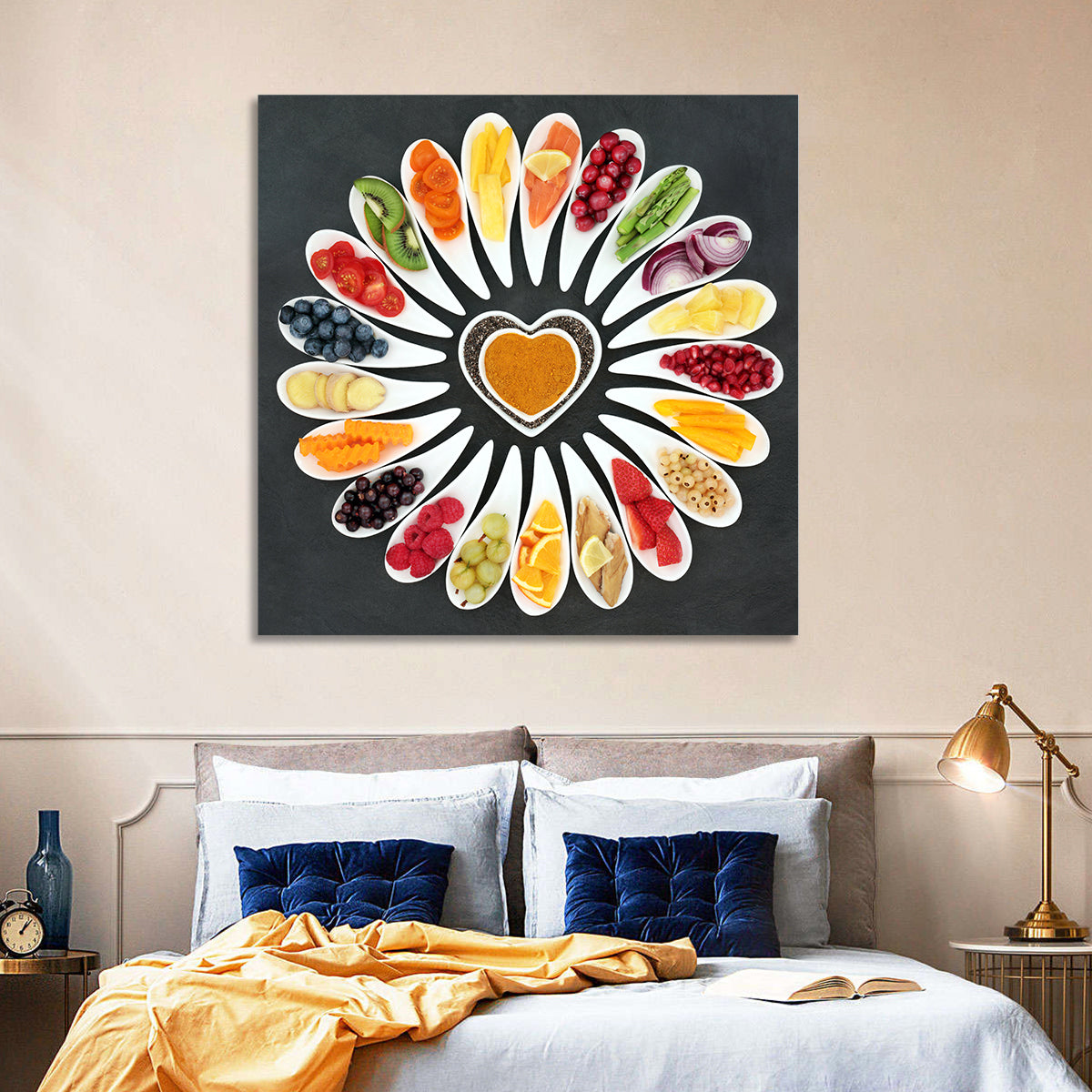 Heart-shaped Superfood Arrangement Wall Art in a room, square