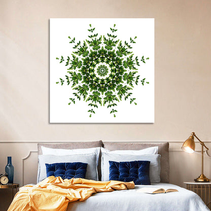 Botanical Green Leaf Mandala Wall Art