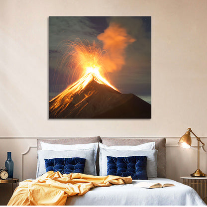 Starry Night Volcano Eruption Wall Art