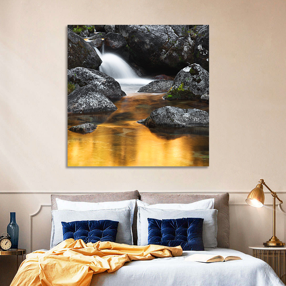 Golden Stream Waterfall Wall Art