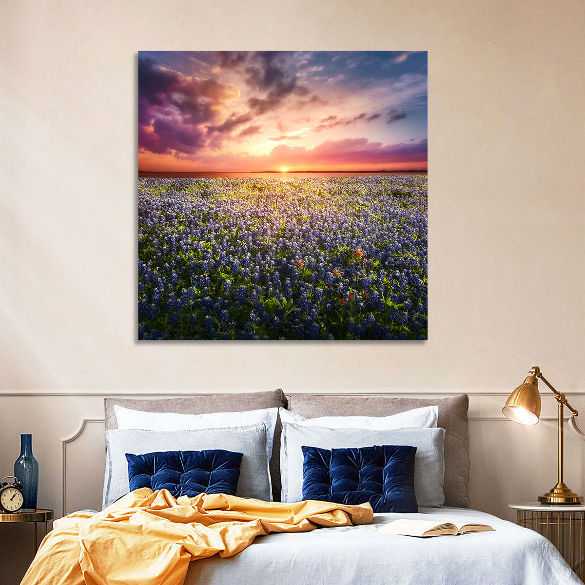 Texas Bluebonnet Sunset Wall Art