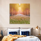 Golden Morning Forest Path Wall Art