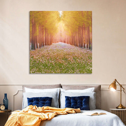 Golden Morning Forest Path Wall Art