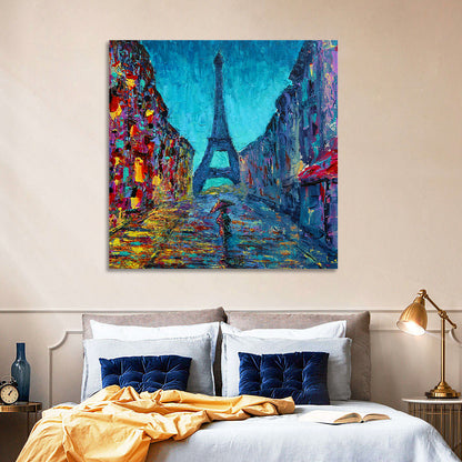 Rainy Paris Street with Eiffel Tower Wall Art