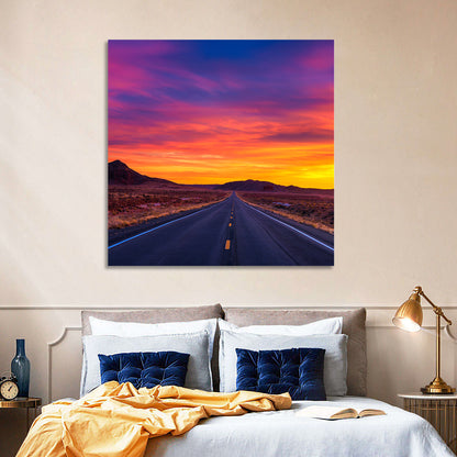 Infinite Desert Road Sunset Wall Art
