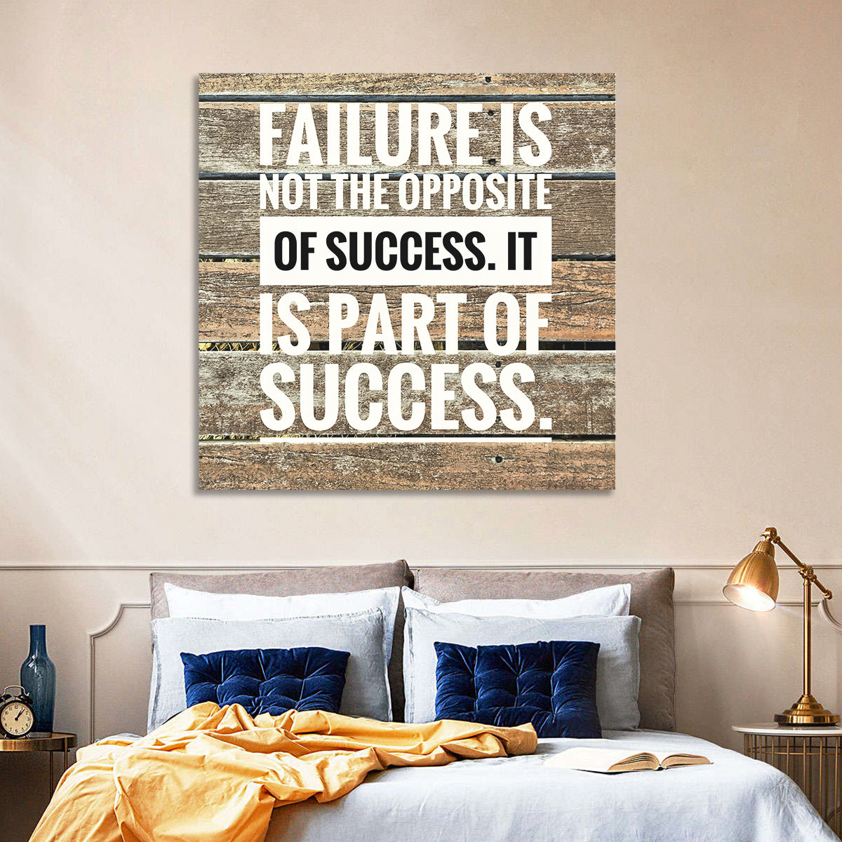 Failure Is Part of Success Rustic Typography Wall Art