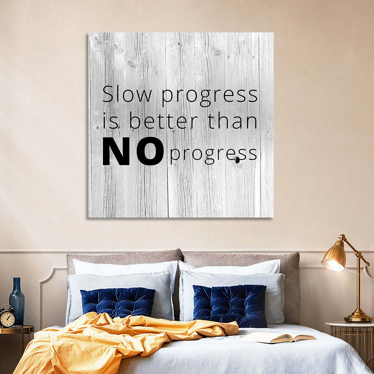 Slow Progress Better Than No Progress, Rustic Gray Wall Art