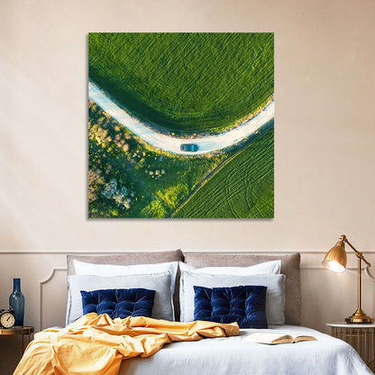 Aerial Farm Fields at Golden Hour Wall Art